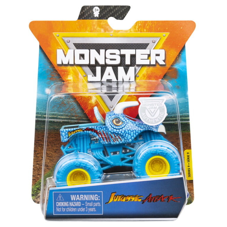 Monster Jam, Official Jurassic Attack Monster Truck, Die-Cast Vehicle, Nitro Neon Series, 1:64 Scale