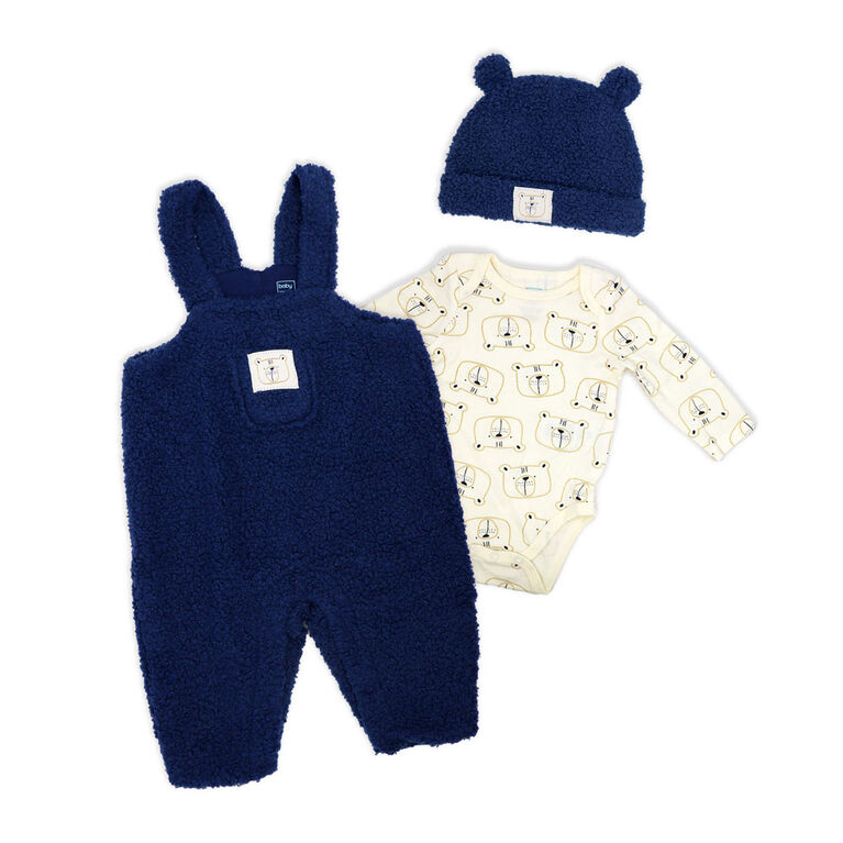 Baby Mode Ensemble de 3 chandails Sherpa : Ours bleu marine 18M