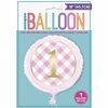 Pink Gingham 1st Bday Foil 18"