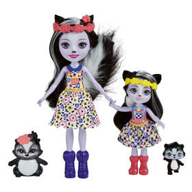 Enchantimals-Soeurs Sage et Sabella Moufette et 2 figurines animales - Notre exclusivité