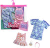 ​Barbie Fashions 2-Pack Clothing Set, 2 Outfits for Barbie Doll Include Star-Print Dress, Pink Iridescent Skirt, Graphic Tank & 2 Accessories