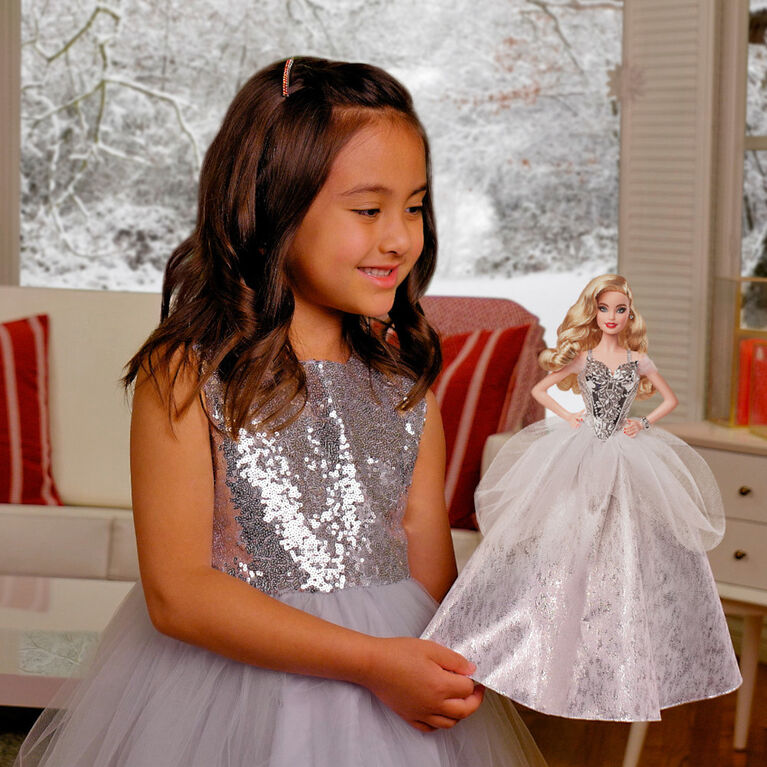 Barbie Signature 2021 Holiday Barbie Doll (12-inch, Blonde Wavy Hair) in Silver Gown