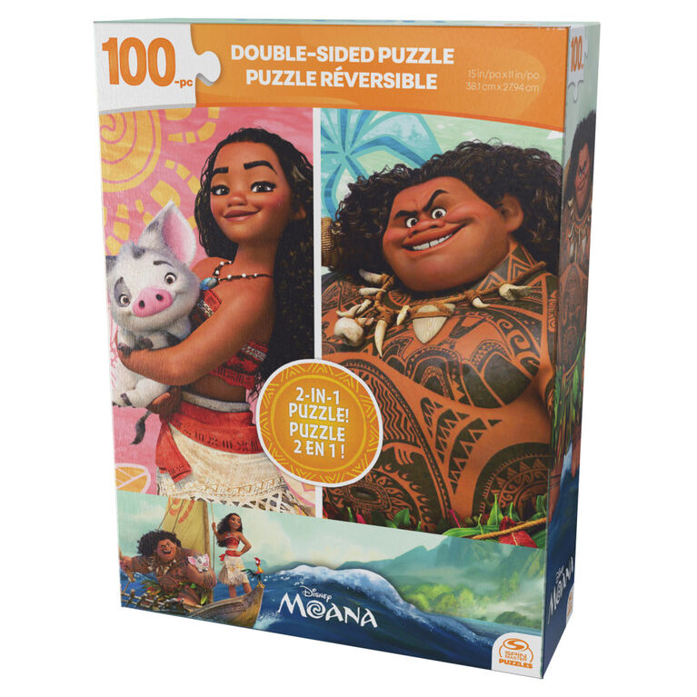 Disney, Moana and Maui 100-Piece Double-Sided 2-in-1 Jigsaw Puzzle