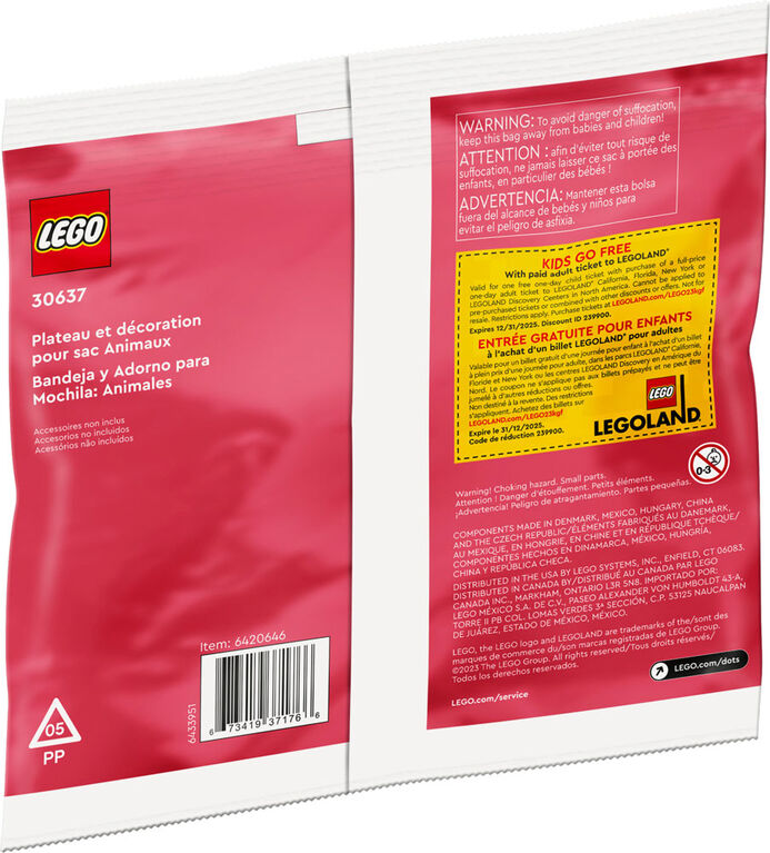 LEGO DOTS Animal Tray and Bag Tag 30637