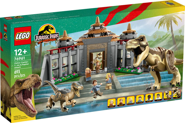 LEGO Jurassic Park Visitor Center: T. rex & Raptor Attack 76961 (693 Pieces)