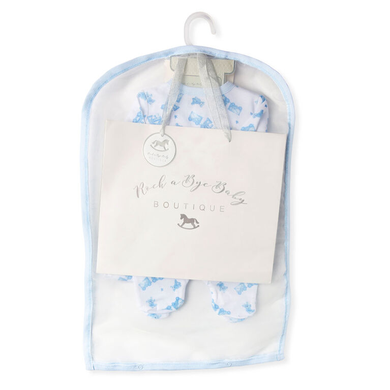 Rock a Bye Baby Boutique - Photoprint Bear &Train Footie 5 Pc Set - Newborn