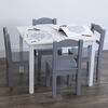 Kids Wood Table & 4 Chairs, White/Grey