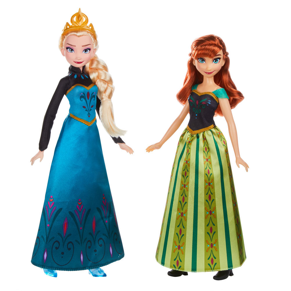 elsa and anna dolls playing