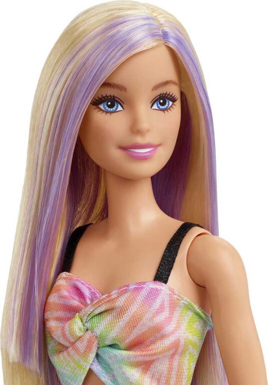 Barbie- Fashionistas- Poupée 190, mèches mauves, robe combishort