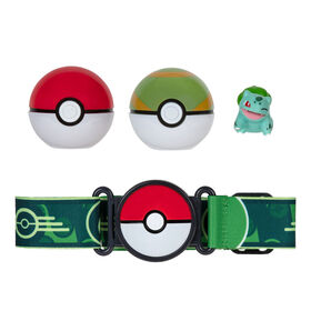 Pokémon - Ensemble de ceinture Clip 'N Go - Bulbizarre (Bulbasaur) + Poké Ball et Faiblo Ball (Nest Ball)