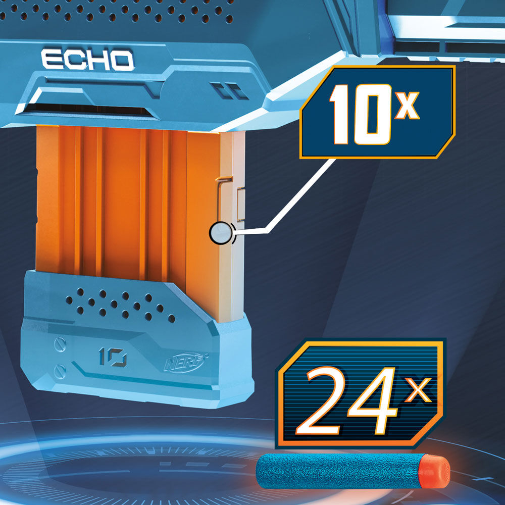 10-Dart Clip 4 Rails NERF Elite 2.0 Echo CS-10 Blaster 24 Official Darts 