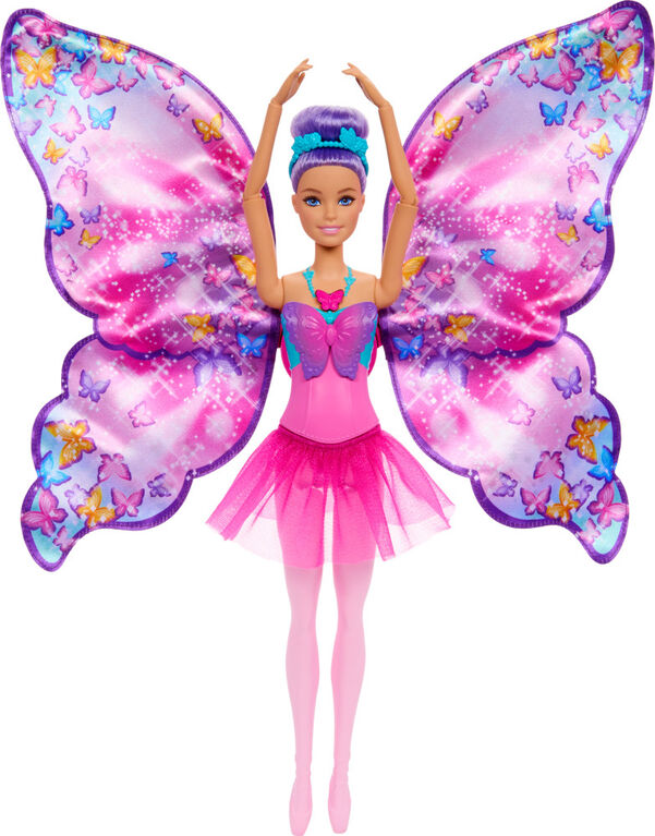 Barbie Dance and Flutter Doll with 2-in-1 Transformation from Dancer to Butterfly, Purple Hair