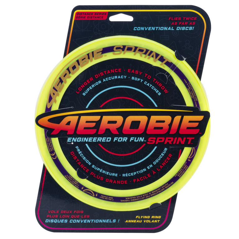 Aerobie Sprint Ring Outdoor Flying Disc - 10 Inches - Yellow