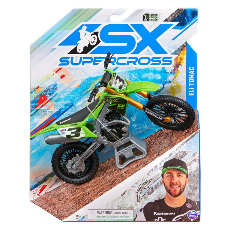 Supercross, Authentic Eli Tomac 1:10 Scale Collector Die-Cast Motorcycle Replica with Display Stand