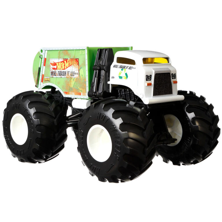 Hot Wheels - Monster Trucks - à l'échelle 1:24 avec roues géantes Trash It All Véhicule