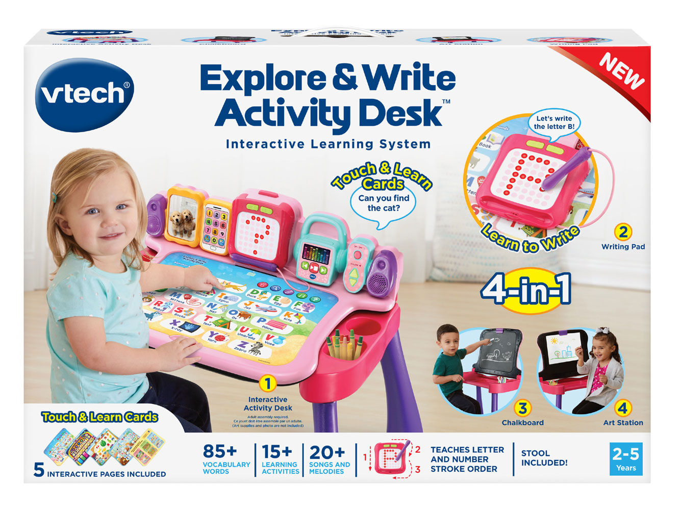 NEW VTech Explore and Write Activity Desk Transforms into Easel and Chalkboard 