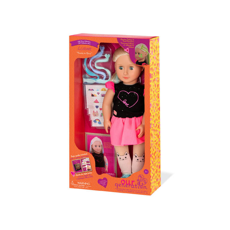 Our Generation, Luana "Ready To Glow", 18-inch Deco Doll with Glow-in-the-Dark Tattoos