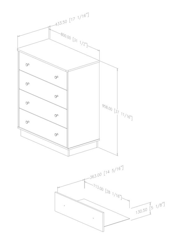 Litchi 4-Drawer Chest- Pure White