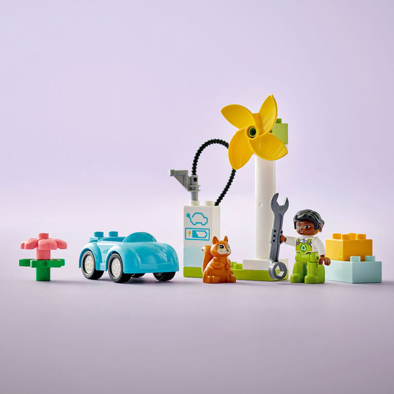 LEGO DUPLO Town L'éolienne et la voiture électrique 10985 Ensemble de jeu de construction (16 pièces)