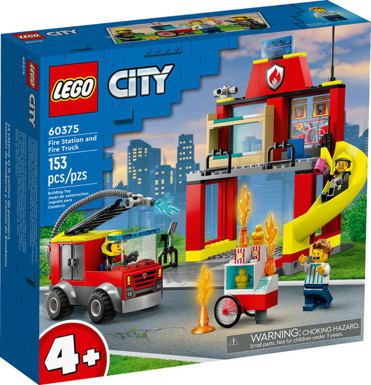 LEGO City La caserne et le camion de pompiers 60375 Ensemble de jeu de construction (153 pièces)