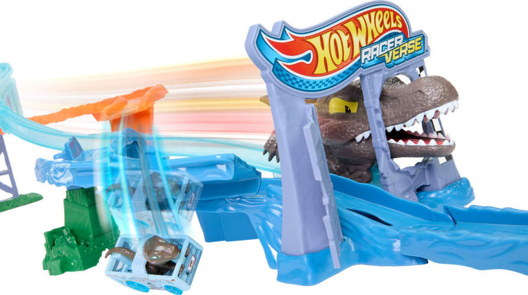 Hot Wheels RacerVerse Jurassic World Crash & Splash Track Set