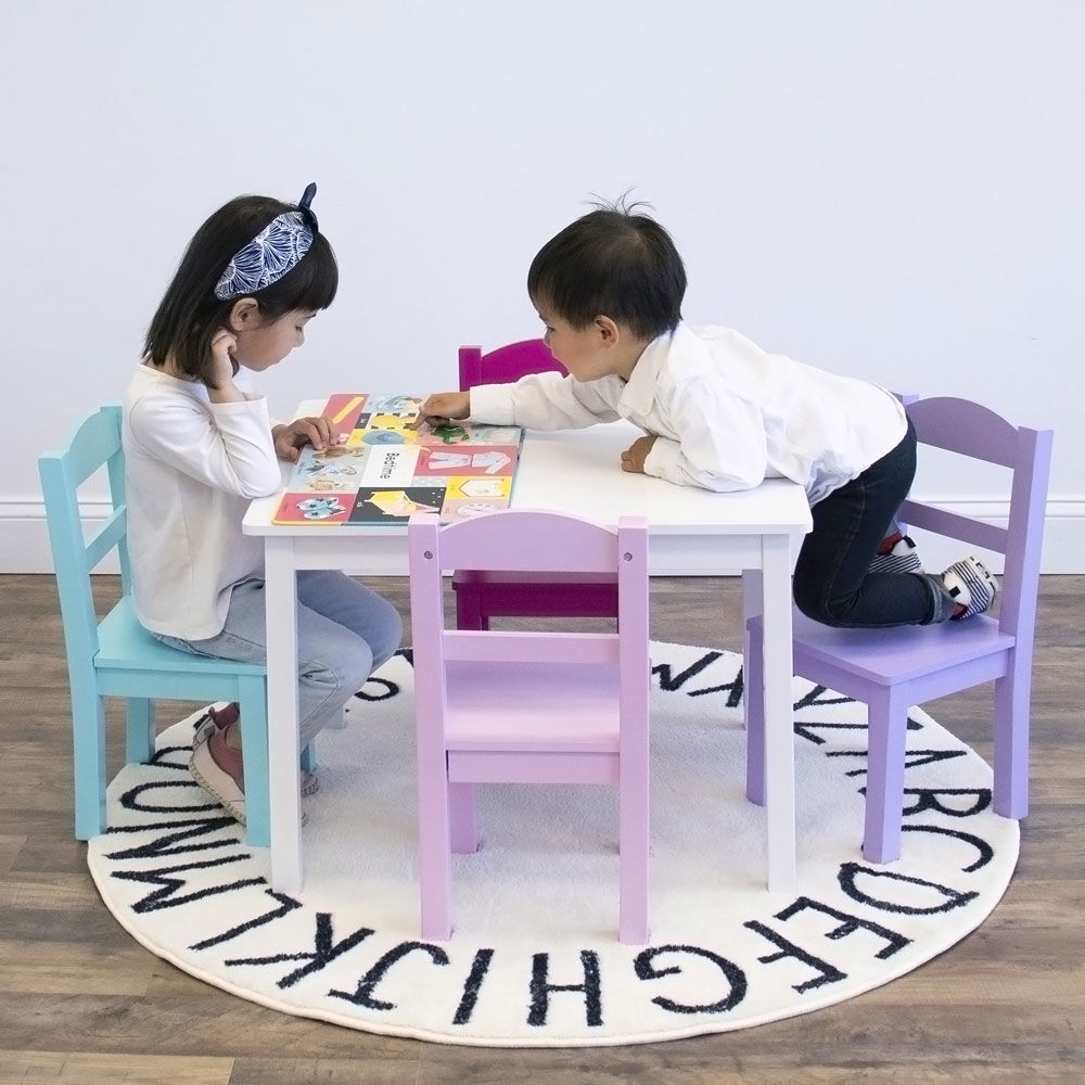 Kids wooden table and 4 2025 chairs