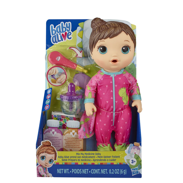 Baby Alive Mix My Medicine Baby Doll Brown Hair