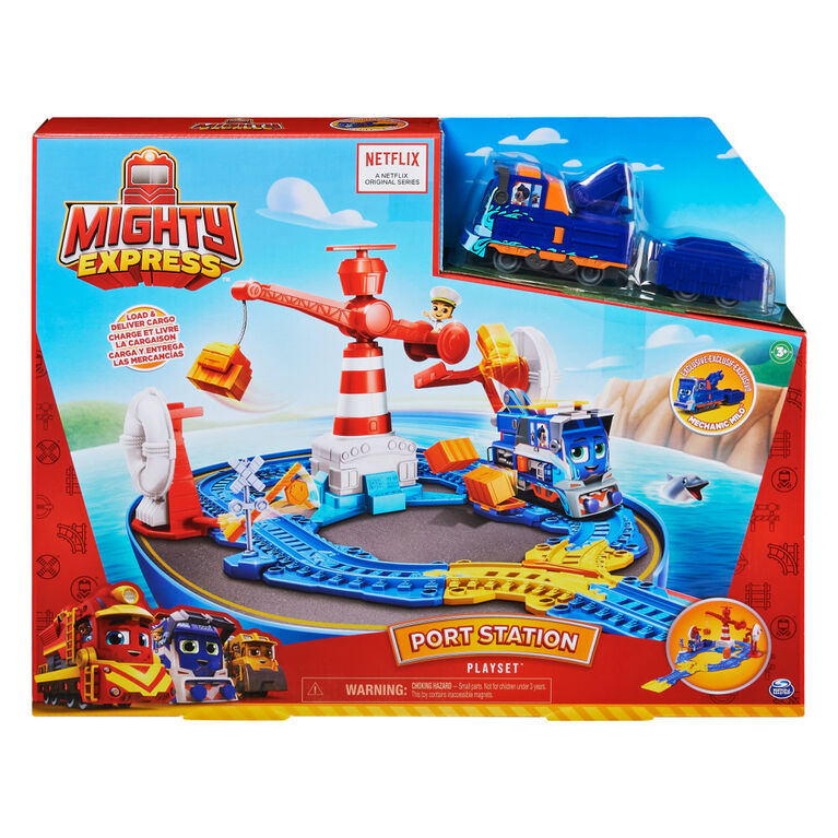 Mighty Express, Port Station Playset with Exclusive Mechanic Milo