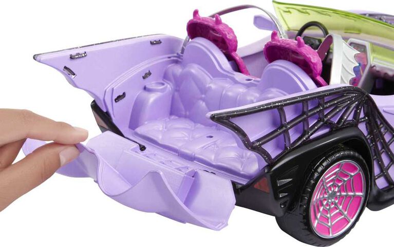 Monster High Toy Car, Ghoul Mobile with Pet and Cooler Accessories