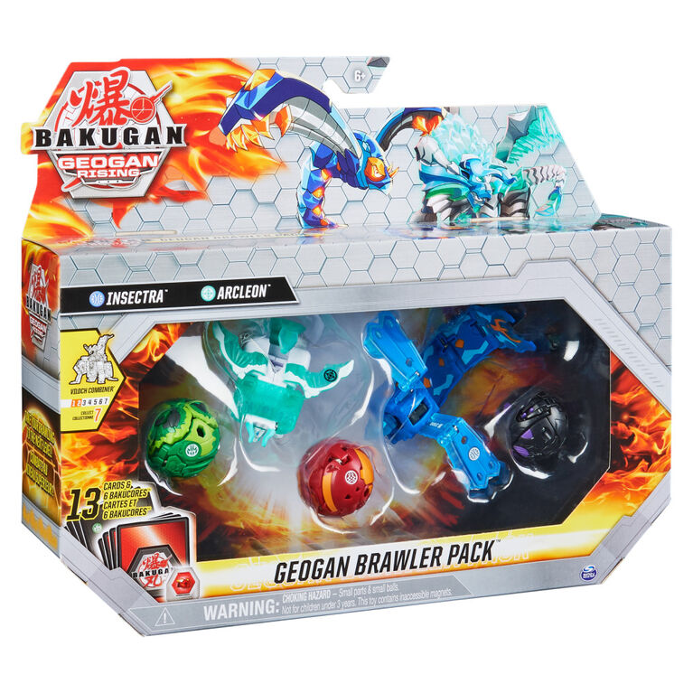 Bakugan Geogan Brawler 5-Pack, Exclusive Insectra and Arcleon Geogan and 3 Bakugan Collectible Action Figures