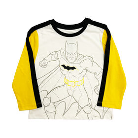 Batman - T-shirt ras du cou à manches longues - blanc cassé chiné et jaune et noir - Taille 4T - Exclusivité Toys "R" Us