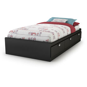 Spark Mate's Platform Storage Bed with 3 Drawers- Pure Black