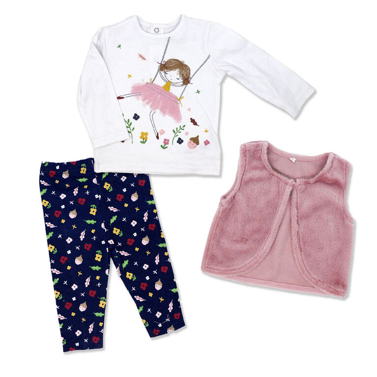 Lily & Jack 3 Piece Fur Gilet Set- Swing  18-24M