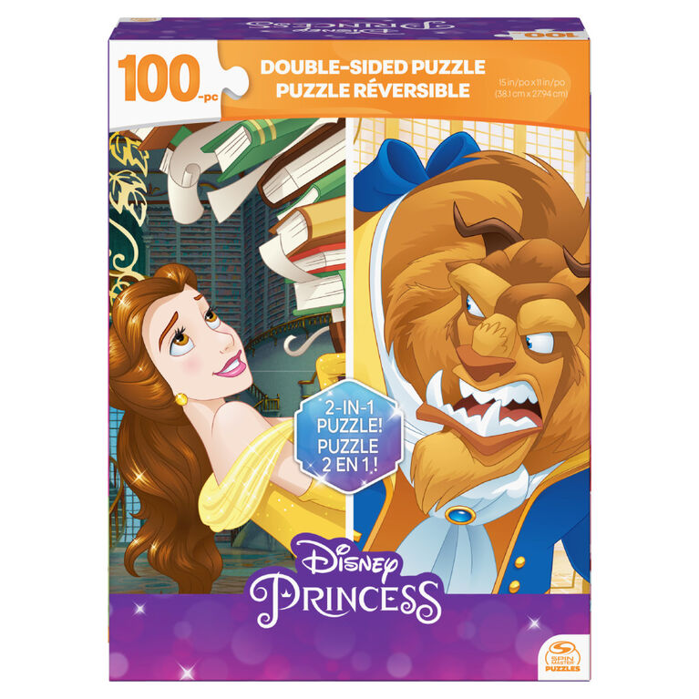 Disney Princess, Beauty and The Beast Belle 100-Piece Double-Sided Jigsaw Puzzle Disney Princess Toys Disney Puzzle