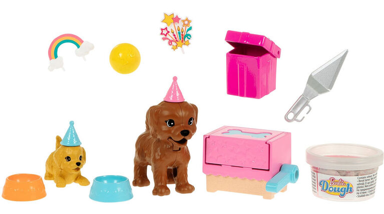 Barbie Doll and Puppy Party Playset with Puppies, Dough and Cake Mold