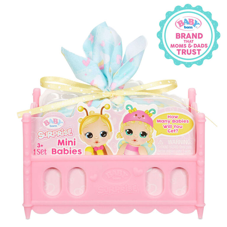 Baby Born Surprise Mini Babies Unwrap Surprise Twins Or Triplets Collectible Baby Dolls With Soft Swaddle Blanket Crib Playset Toys R Us Canada