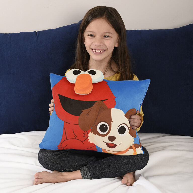 Sesame Street Elmo 3D Decorative Throw Pillow for Kids Soft Plush Embroidered Cushion for Girls and Boys Gift Essential (13"x16") by Nemcor