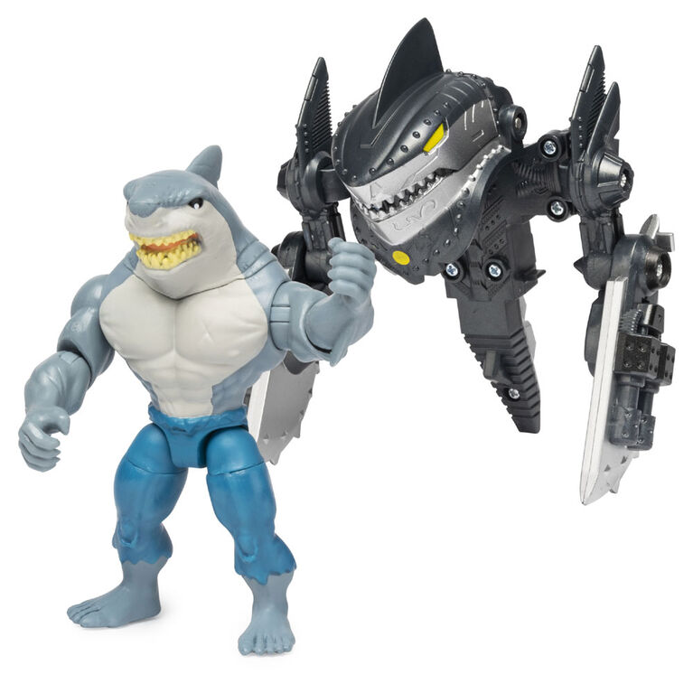 BATMAN, 4-Inch KING SHARK Mega Gear Deluxe Action Figure with Transforming Armor