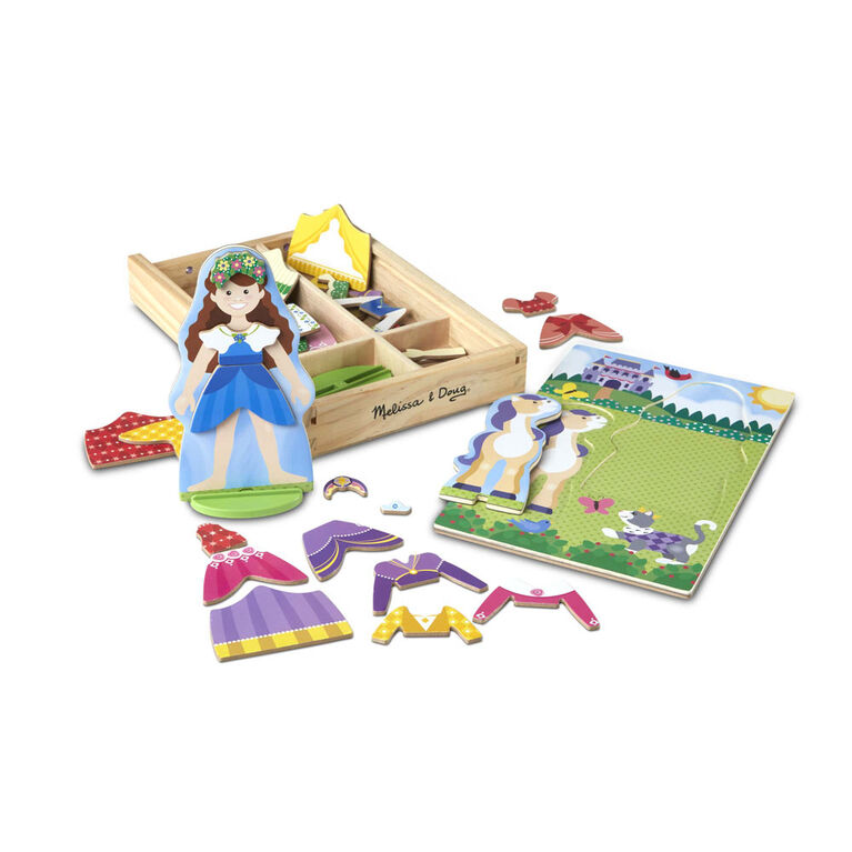 Melissa & Doug Princess & Horse Magnetic Dress-Up Dolls en bois Jeu de simulation (35 pcs)