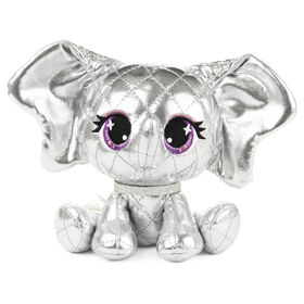 P.Lushes Designer Fashion Pets Ella L'Phante Elephant Limited Edition Premium Stuffed Animal Soft Plush with Glitter Sparkle, Silver, 6"