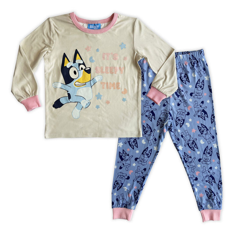 Ensemble Pyjama 2 Pi&egrave;ces Bluey - Blanc cass&eacute;/bleu 5T