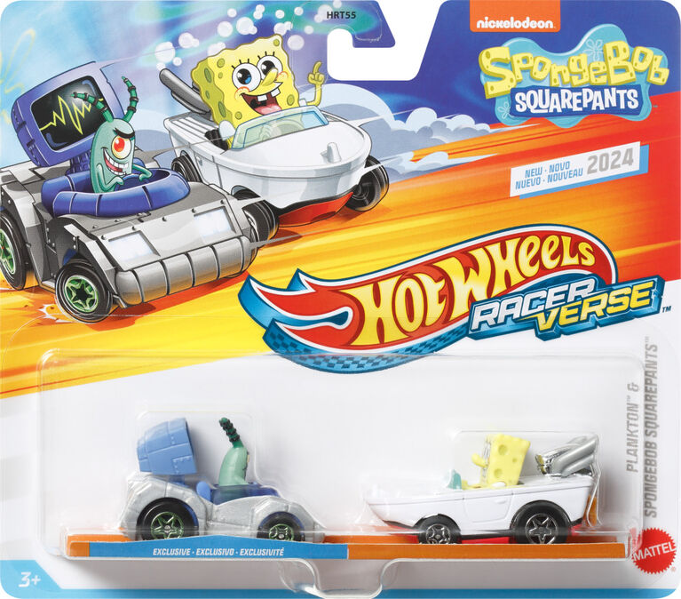 Hot Wheels RacerVerse Die-Cast Cars, Set of 2 Toy Vehicles with Character Drivers Optimized for RacerVerse Track (Styles May Vary)