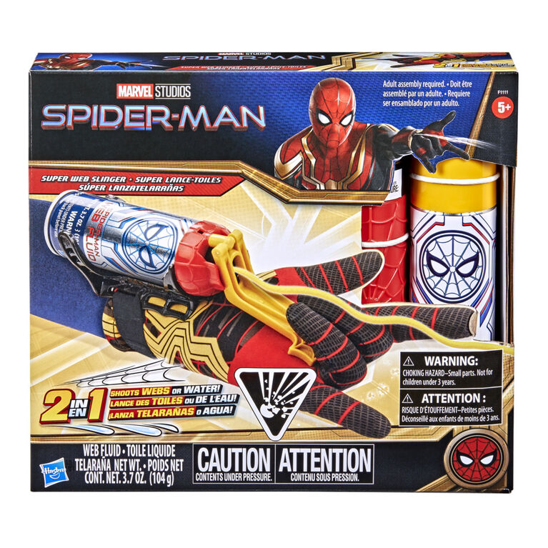Marvel Spider-Man, jouet de déguisement 2 en 1 Super lanceur de toiles,  inclut toile liquide