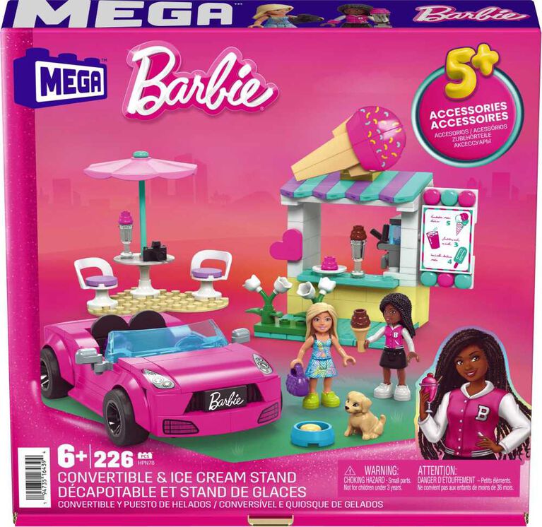 Mega Barbie Kiosque de crème glacée et décapotable rose à construire