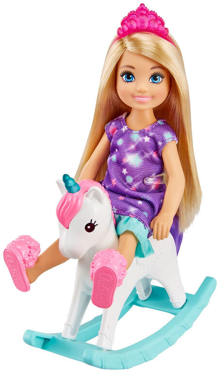​Barbie Dreamtopia Chelsea Princess Doll & Fairytale Sleepover Playset with Loft Bed, Swing, Moon Chairs & Unicorn Rocking Horse