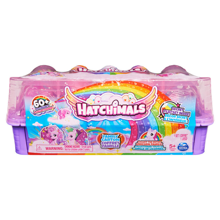 Hatchimals CollEGGtibles, Coffret Famille de licornes avec décor surprise, 10 personnages et 2 accessoires