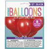 12" Latex Balloons, 8 Pieces - Frost Red