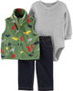 Ensemble 3 pièces gilet Dinosaure Carter's - vert, 12 mois