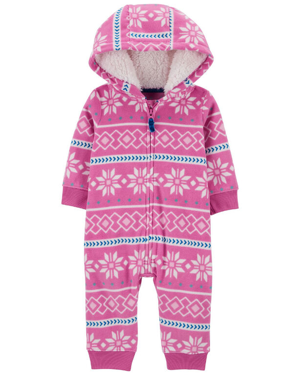 Carter's Fair Isle Sherpa Jumpsuit Pink  24M