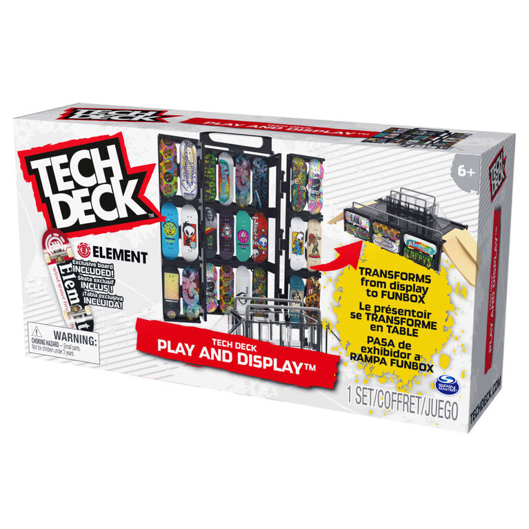 Tech Deck, Play and Display, Coffret rampe transformable et mallette de transport avec fingerboard exclusif